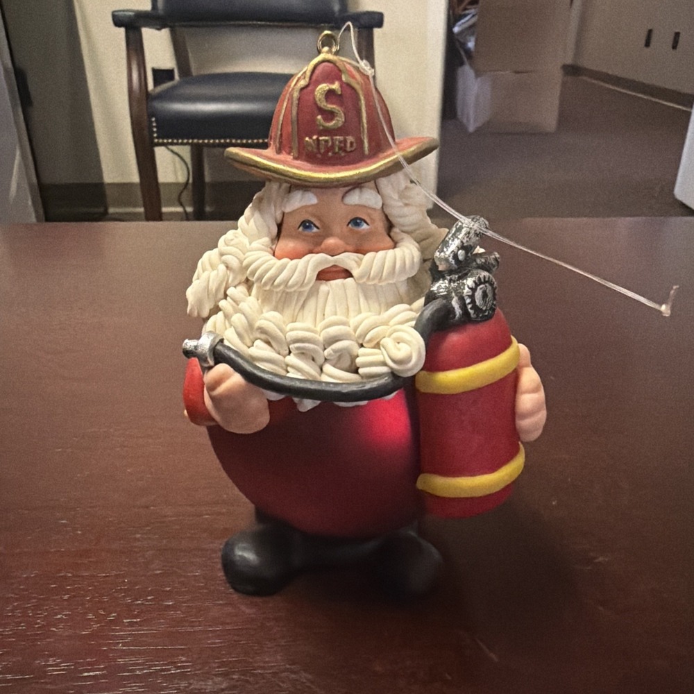 Vintage Dept. 56 Noel Ornament 6” FIREMAN Santa. No Box. Excellent Condition.